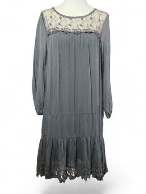 Prontomoda Giusy 100% Silk  Gray Mini Dress Made In Italy